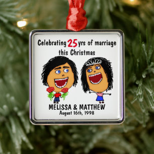 Happy Marriage Christmas Cartoon Metal Tree Decoration