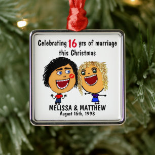 Happy Marriage Christmas Cartoon Metal Tree Decoration