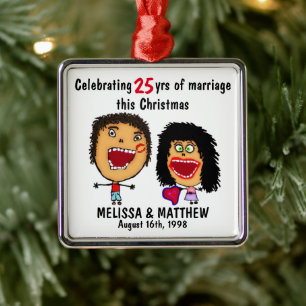 Happy Marriage Christmas Cartoon Metal Tree Decoration