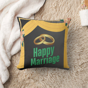 Happy marriage throw pillow, Love-themed pillow
