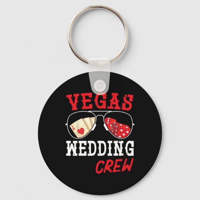 Happy Marry Bride Groom Husband And Wife Vegas Wed Key Ring (Front)