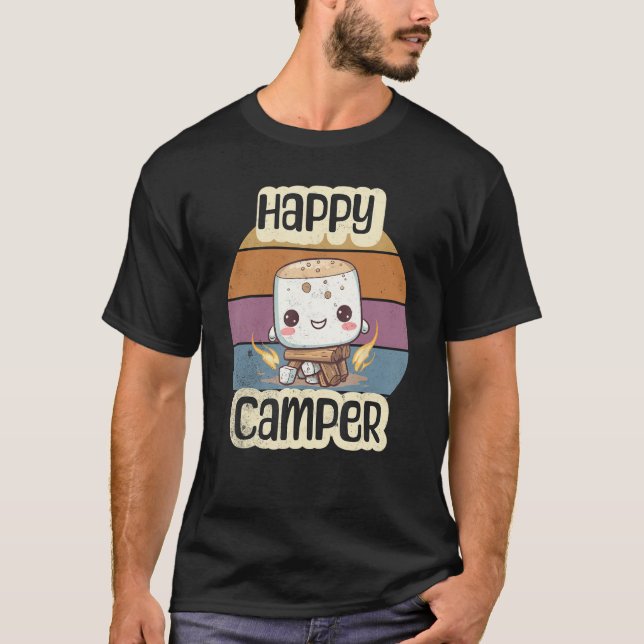 Happy Marshmallow Camper Cute Kids Girls Camp Camp T-Shirt (Front)
