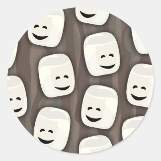 Happy Marshmallow Friends Pattern Classic Round Sticker