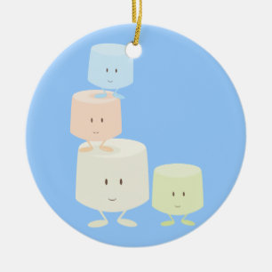 Happy marshmallows ceramic tree decoration