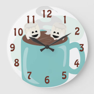 Happy Marshmallows in Cocoa Large Clock