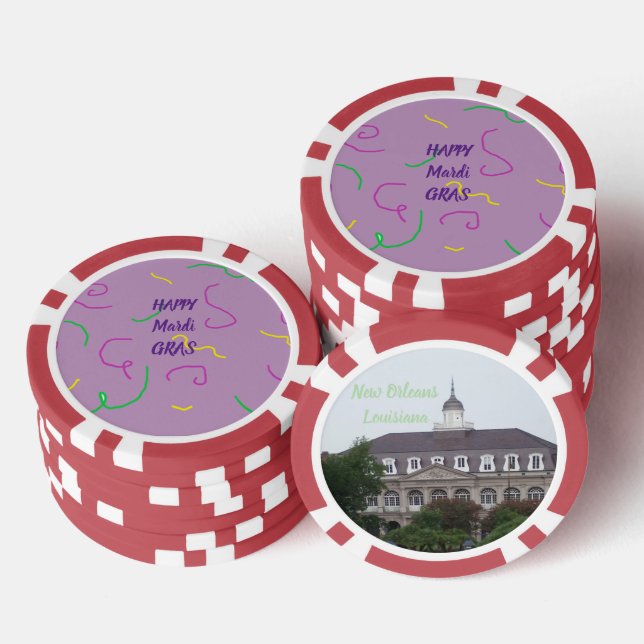 Happy Marti Gras Poker Chip (Stack)