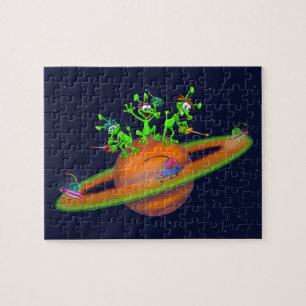 Happy Martians playing a race in Saturn Jigsaw Puzzle
