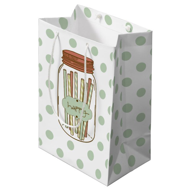 Happy mason jar and straws giftbag medium gift bag (Front Angled)