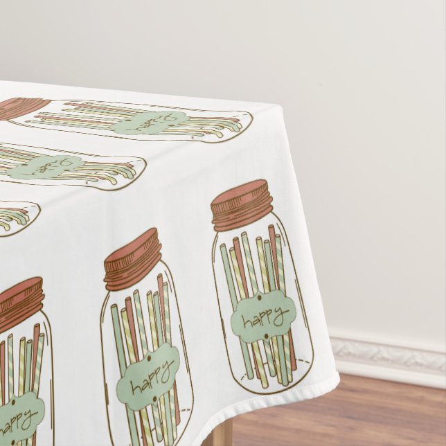 Happy mason jar and straws picnic tablecloth (In Situ)