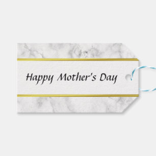 Happy Mather's Day Faux White Marble Elegant Gift Tags