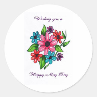Happy May Day Classic Round Sticker