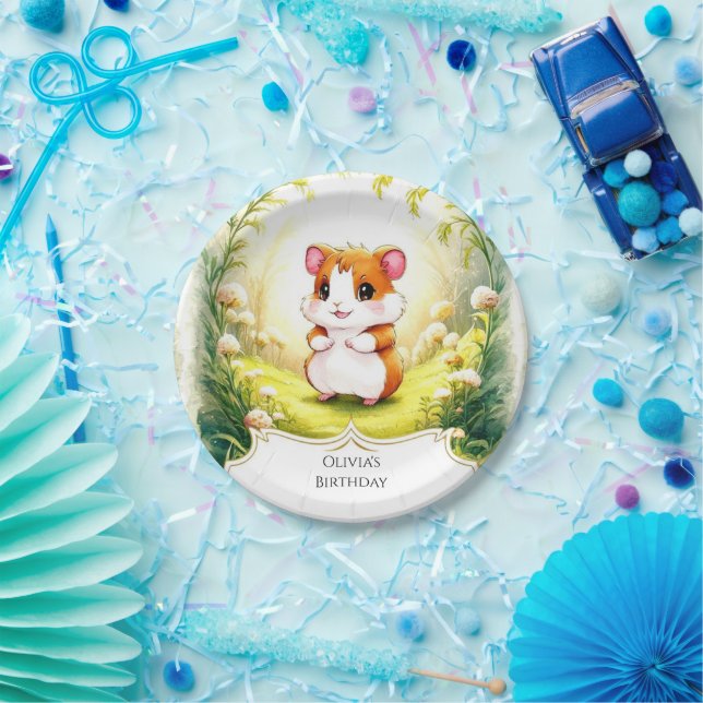 Happy Meadow Hamster Birthday Paper Plate (Party)