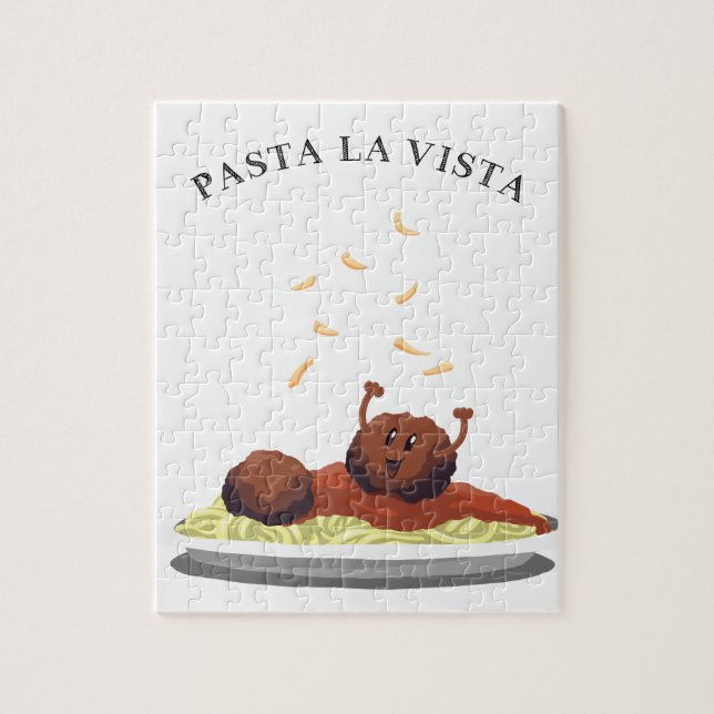 Happy Meatball "Pasta La Vista!" Jigsaw Puzzle (Vertical)