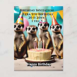Happy Meerkat Birthday, Birthday Party Invitation Postcard