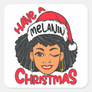 Happy Melanin Christmas Merry X-mas Black Sista Square Sticker