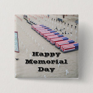 HAPPY MEMORIAL DAY   15 CM SQUARE BADGE