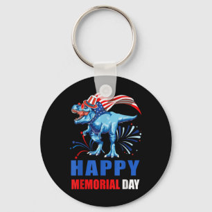 Happy Memorial Day 4th Of July Dinosaur American F Key Ring