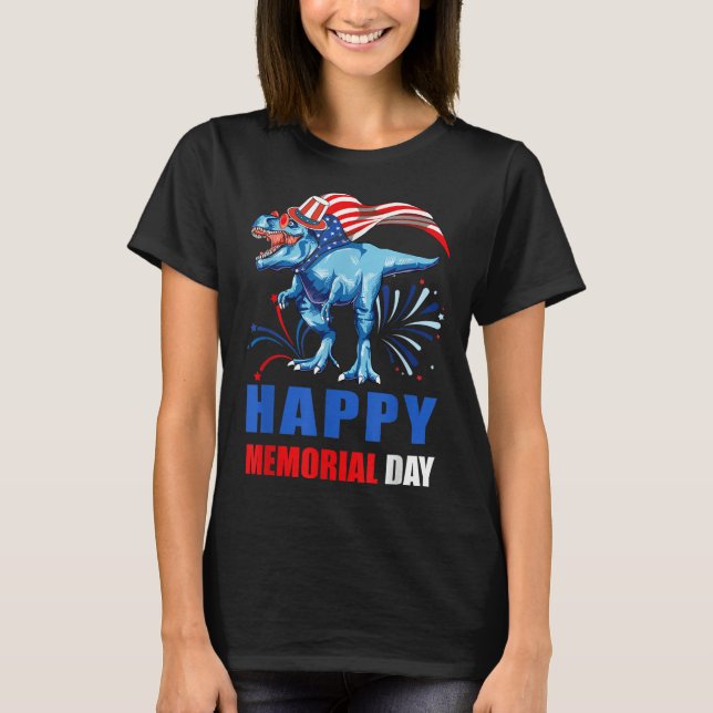 Happy Memorial Day 4th Of July Dinosaur American F T-Shirt (Front)