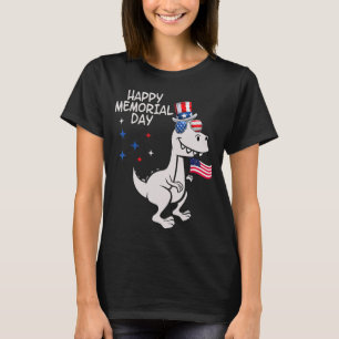Happy Memorial Day 4th Of July Dinosaur Cute Ameri T-Shirt