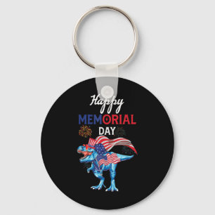 Happy Memorial Day 4th Of July Dinosaur Firework U Key Ring