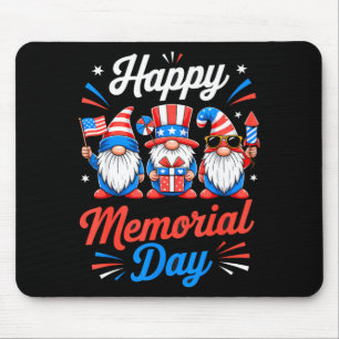 Happy memorial day 4th of july with usa flag gnome mouse mat