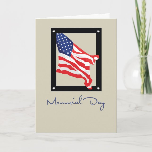 Happy Memorial Day, American Flag, Tan Card (Front)