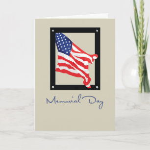 Happy Memorial Day, American Flag, Tan Card