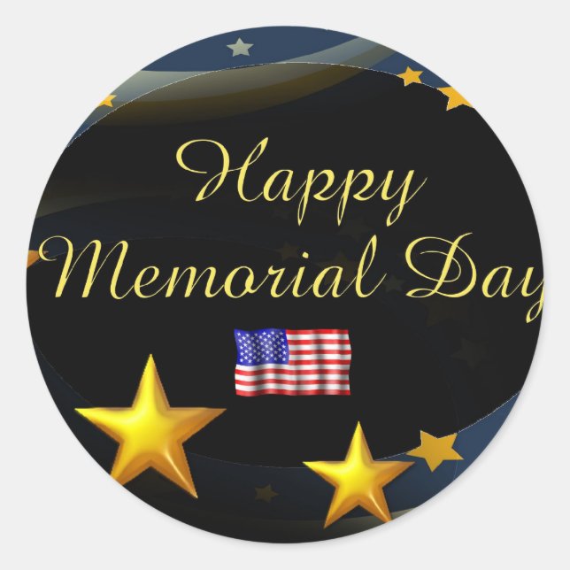 Happy Memorial Day Classic Round Sticker (Front)
