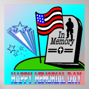 Happy Memorial Day - Flag Gravestone Poster