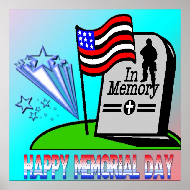 Happy Memorial Day - Flag Gravestone Poster (Front)