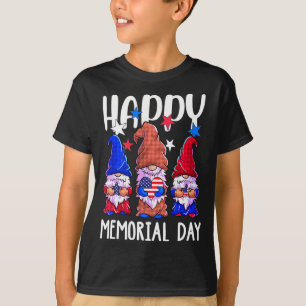 Happy memorial day gnome usa flag american patriot T-Shirt