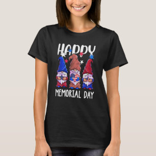Happy Memorial Day Gnome Usa Flag American Patriot T-Shirt