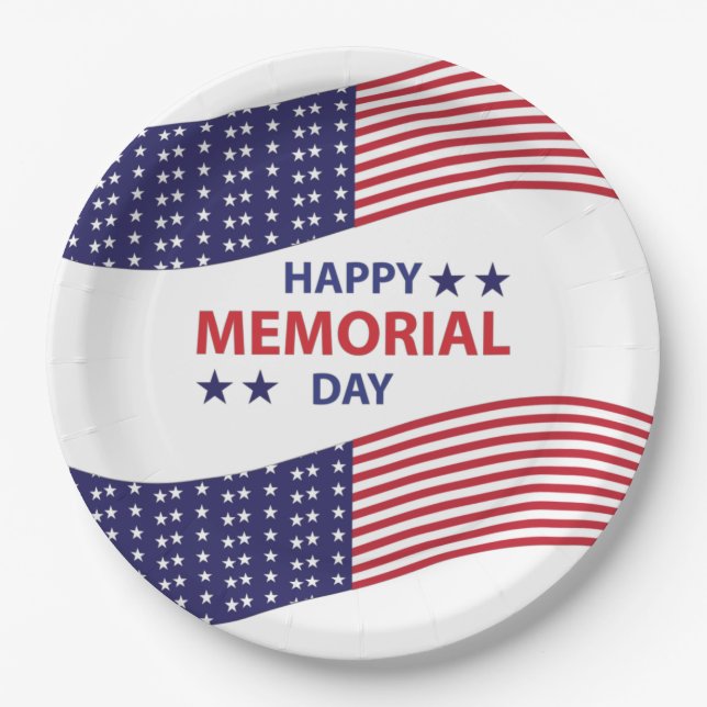 Happy Memorial Day  Paper Plates (Front)