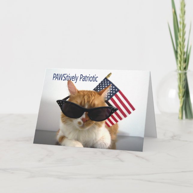 Happy Memorial Day - PAWSitively Patriotic Cat Card (Front)