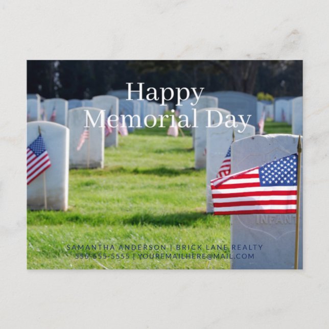 Happy Memorial Day Real Estate Flag Postcard (Front)