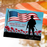 Happy Memorial Day Red Poppies Military 