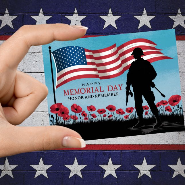 Happy Memorial Day Red Poppies Military  Postcard (Memorial Day Postcard)