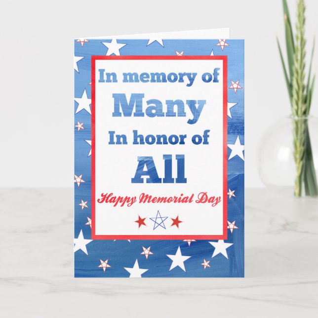Happy Memorial Day Red White Blue Stars Card (Front)