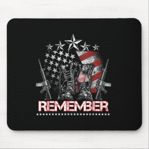 Happy Memorial Day Shirt Flag Military Boots Dog Mouse Mat