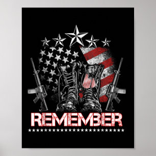 Happy Memorial Day Shirt Flag Military Boots Dog Poster