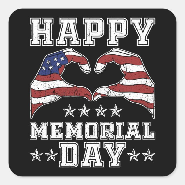 Happy Memorial Day Square Sticker (Front)