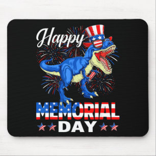Happy memorial day t rex usa american flag 4th ofH Mouse Mat