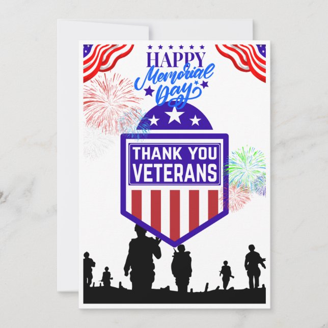 Happy Memorial Day Thank You Card! Card (Front)