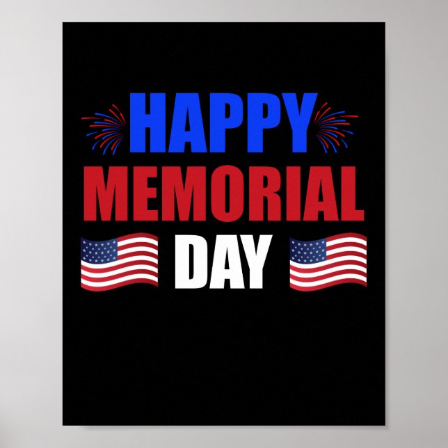 Happy Memorial Day USA Flag American Patriotic Poster (Front)