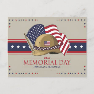 Happy Memorial Day USA Flag Military Holiday Postcard