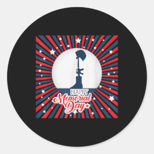 Happy Memorial Day Usa Patriotic Flag Men Women Classic Round Sticker