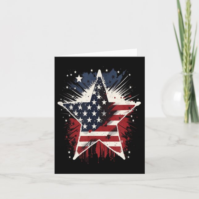 Happy Memorial Day Veteran American Usa Star Flag Card (Front)
