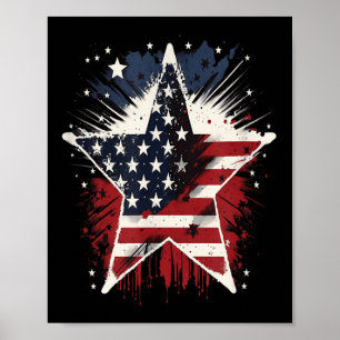 Happy Memorial Day Veteran American Usa Star Flag Poster