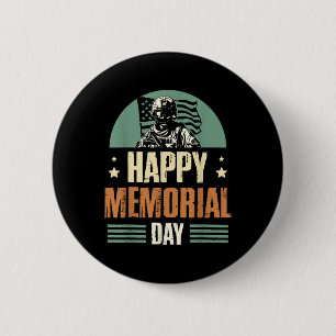 Happy Memorial Day Veteran Military Combat 6 Cm Round Badge