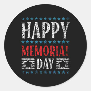 Happy Memorial Day Veteran Military Combat Classic Round Sticker